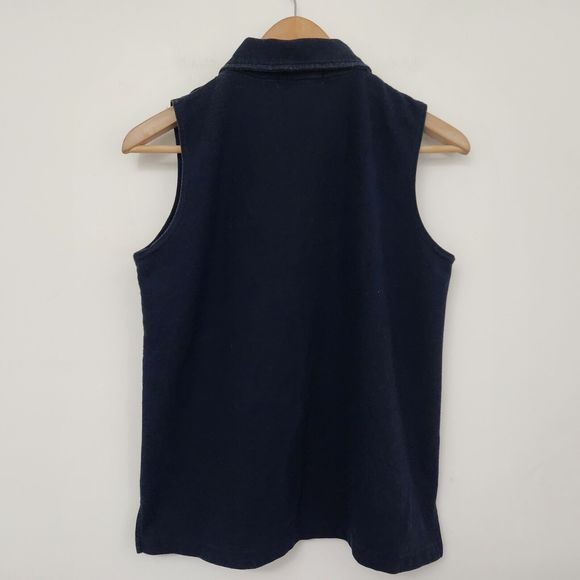 DRESSBARN Women's Navy Blue Quarter Zip Sleeveless Polo Shirt Size M - Picture 5 of 7